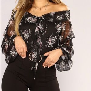 Fashion Nova Floral Mesh Top
